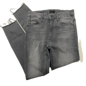 NWOT MOTHER Jeans High Waisted Looker Ankle Fray 25 Black/Gray Edgy Rocker Chic